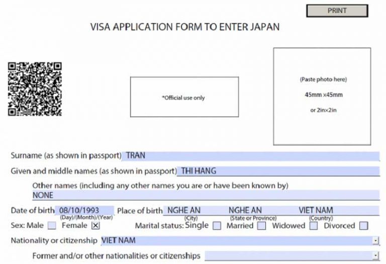 Hướng dẫn khai form xin visa du học Nhật Bản