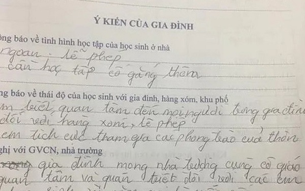 Cách viết ý kiến phụ huynh trong sổ liên lạc